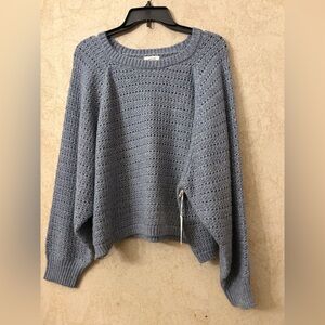 a.n.a Womens Crew Neck Long Sleeve Pullover Sweater(Bust 46”Length: 21”)